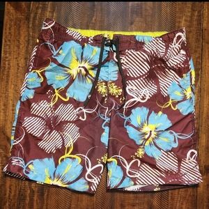 ZeroXposur Men's Swim Trunks Tropical Multi Color Size Large